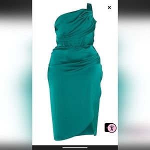 Satin Drape side split dress